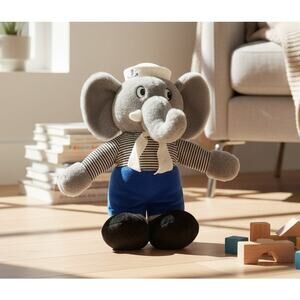 Vintage SOS Elephant Sailor Plush 12 Inches Tall